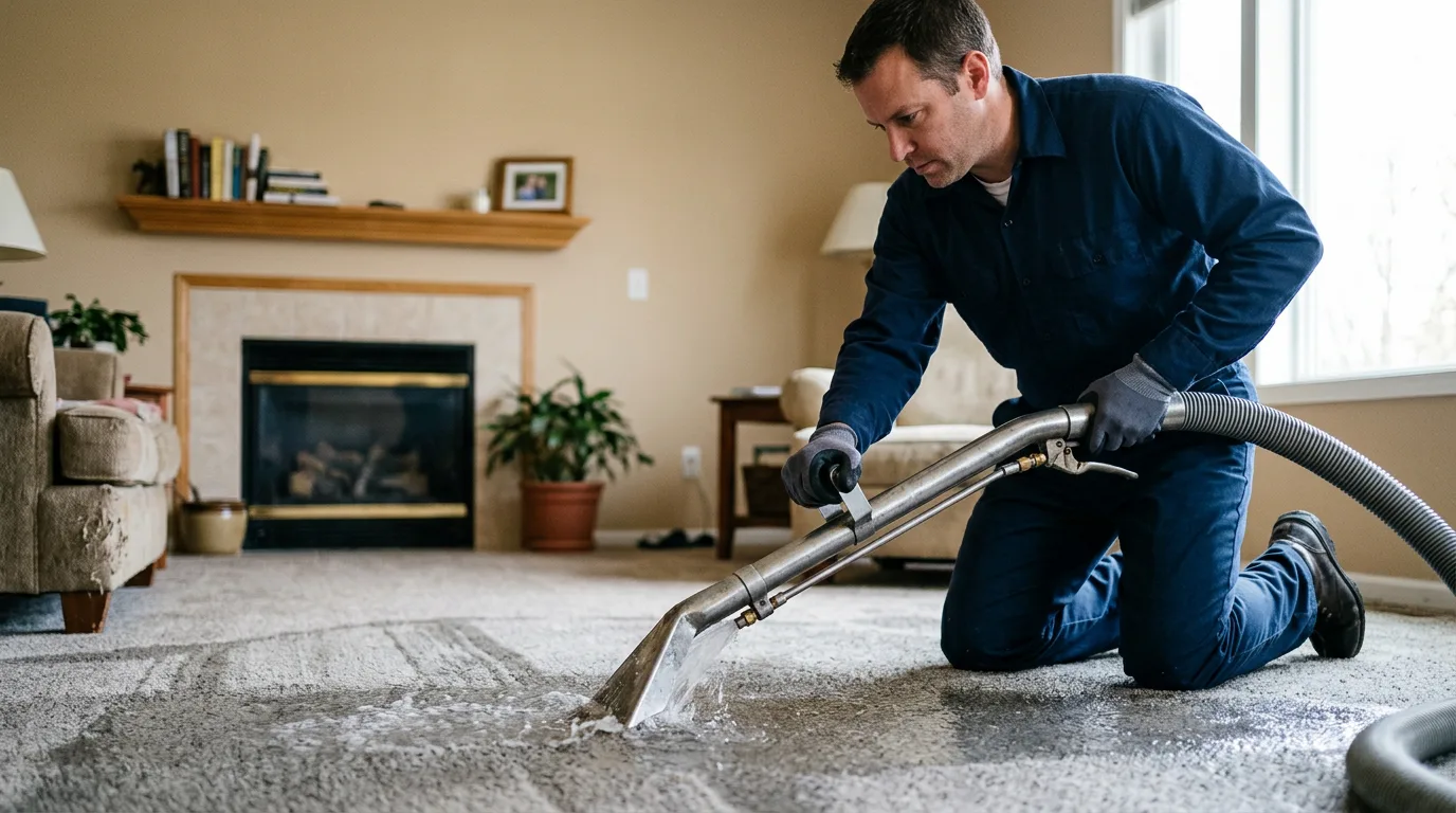 Water damage restoration technician working near Long Point, IL